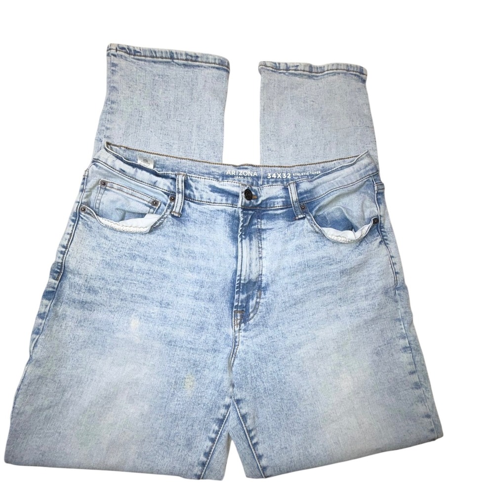Arizona Jean Co Mens Athletic Taper Light‎ Wash Denim Jeans 34x32 Blue Pants